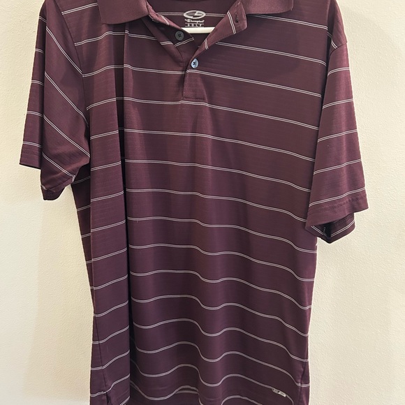 Champion Other - Champion Duo Dry Men’s Polo Shirt Size M Burgundy striped Performance Polo